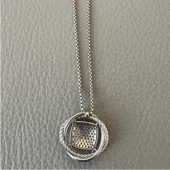 David Yurman 925 Silver Infinity Pave Diamond Pendant Necklace - Picture 4 of 7